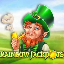 Rainbow Jackpots slot logo by Red Tiger Gaming at Spinstein Casino